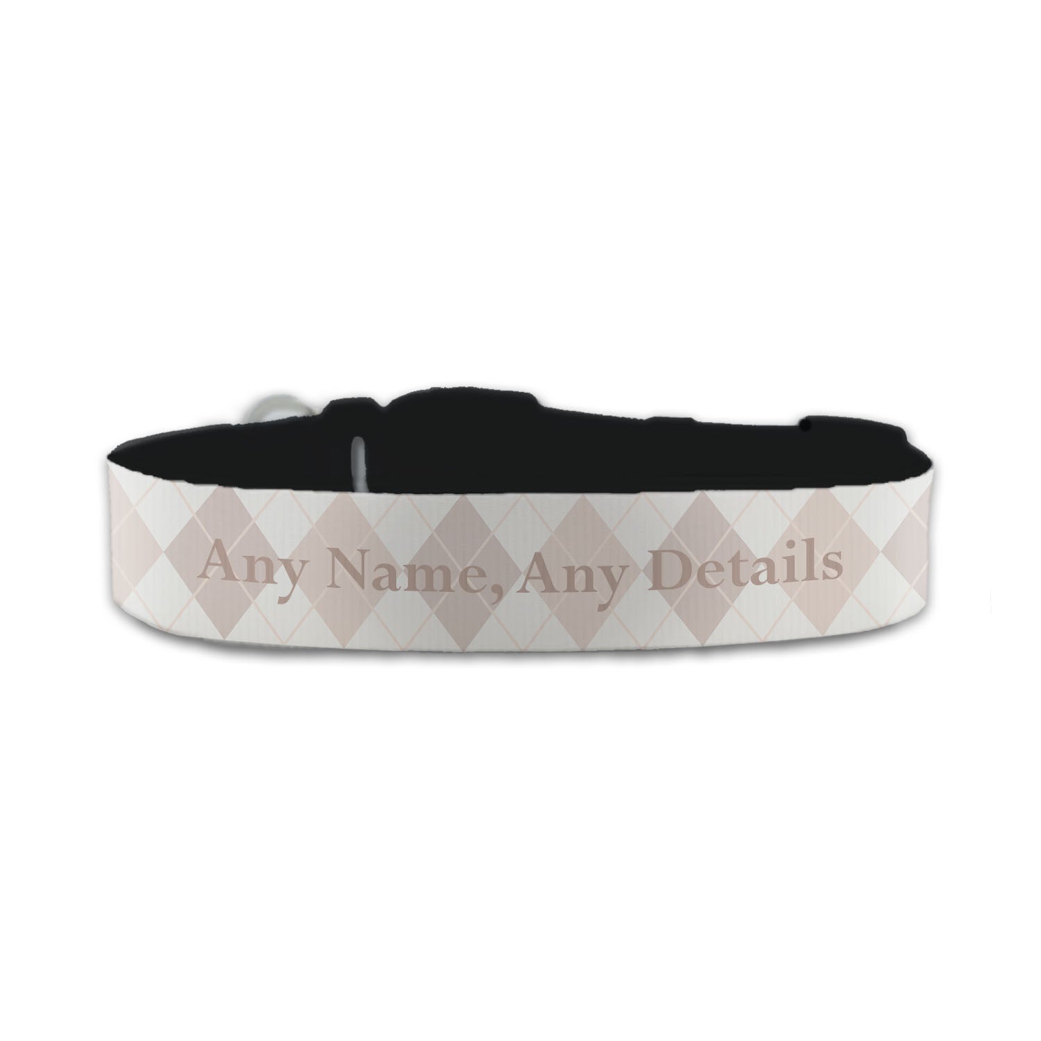 Personalised Small Dog Collar with Square Pattern Background Image 2