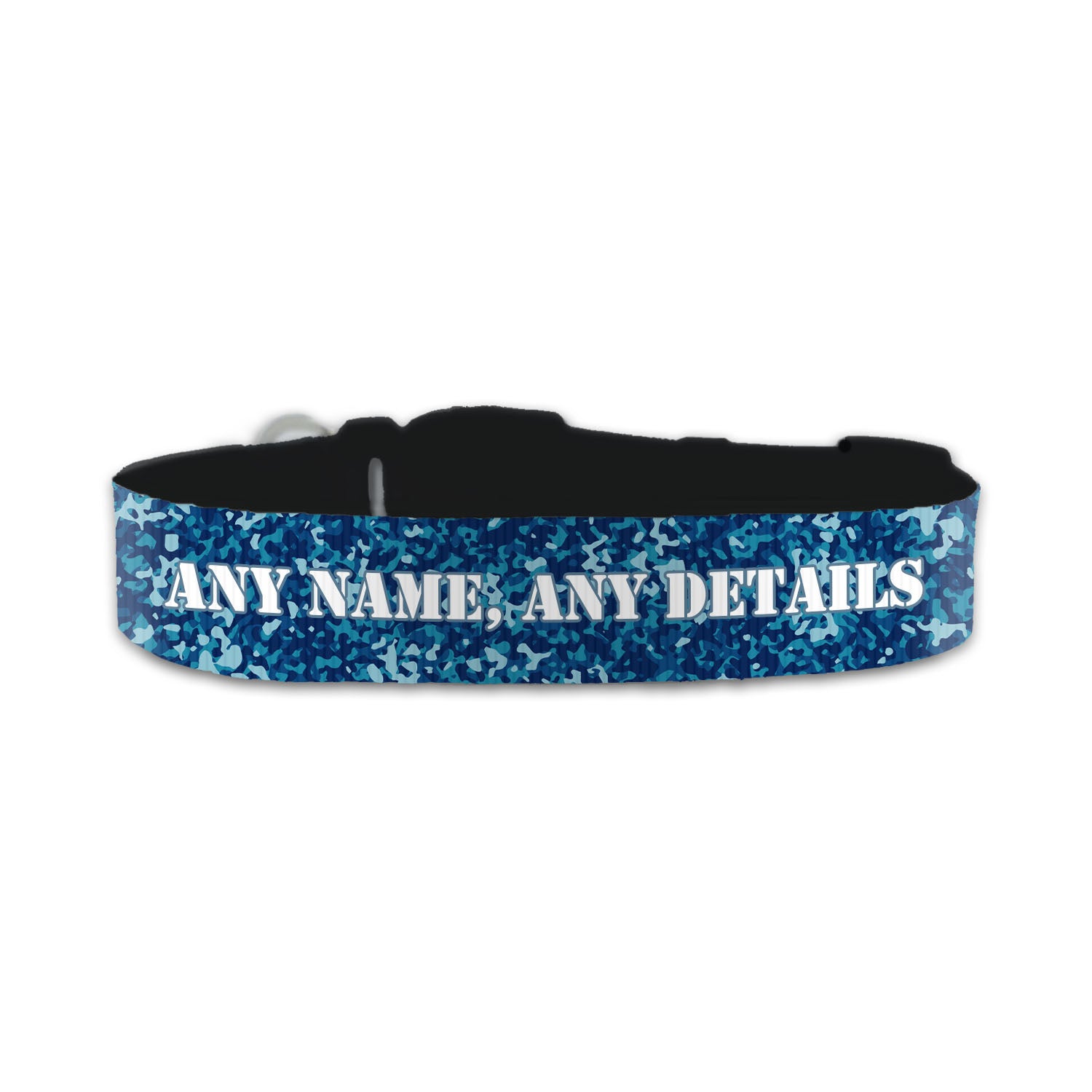 Personalised Small Dog Collar with Blue Camo Background Image 2
