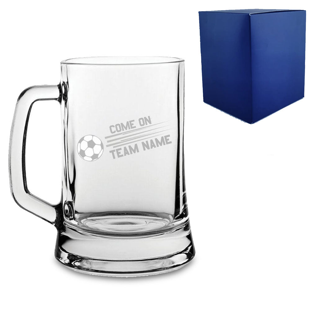 Engraved Football Tankard with Come On Straight Football Design Image 2