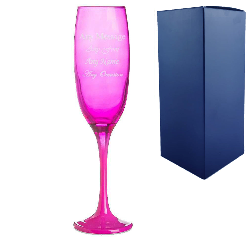 Engraved Pink Champagne Flute Image 2