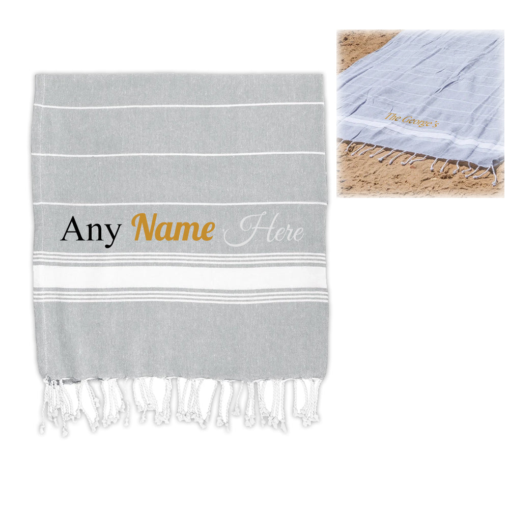 Personalised Turkish Style Cotton Grey Towel Image 2