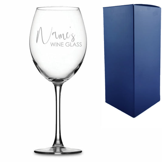 Engraved Enoteca Wine Glass with Scripted Name's Wine Glass Design Image 1