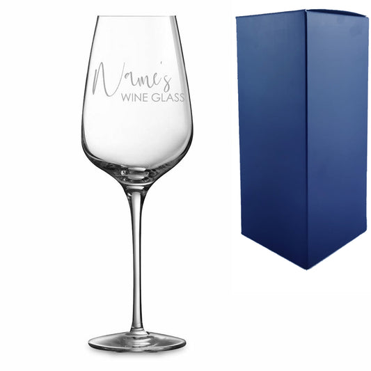 Engraved Sublym Wine Glass with Scripted Name's Wine Glass Design Image 1
