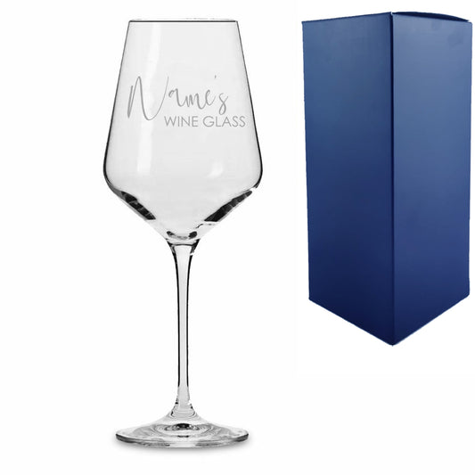 Engraved Infinity Wine Glass with Scripted Name's Wine Glass Design Image 1