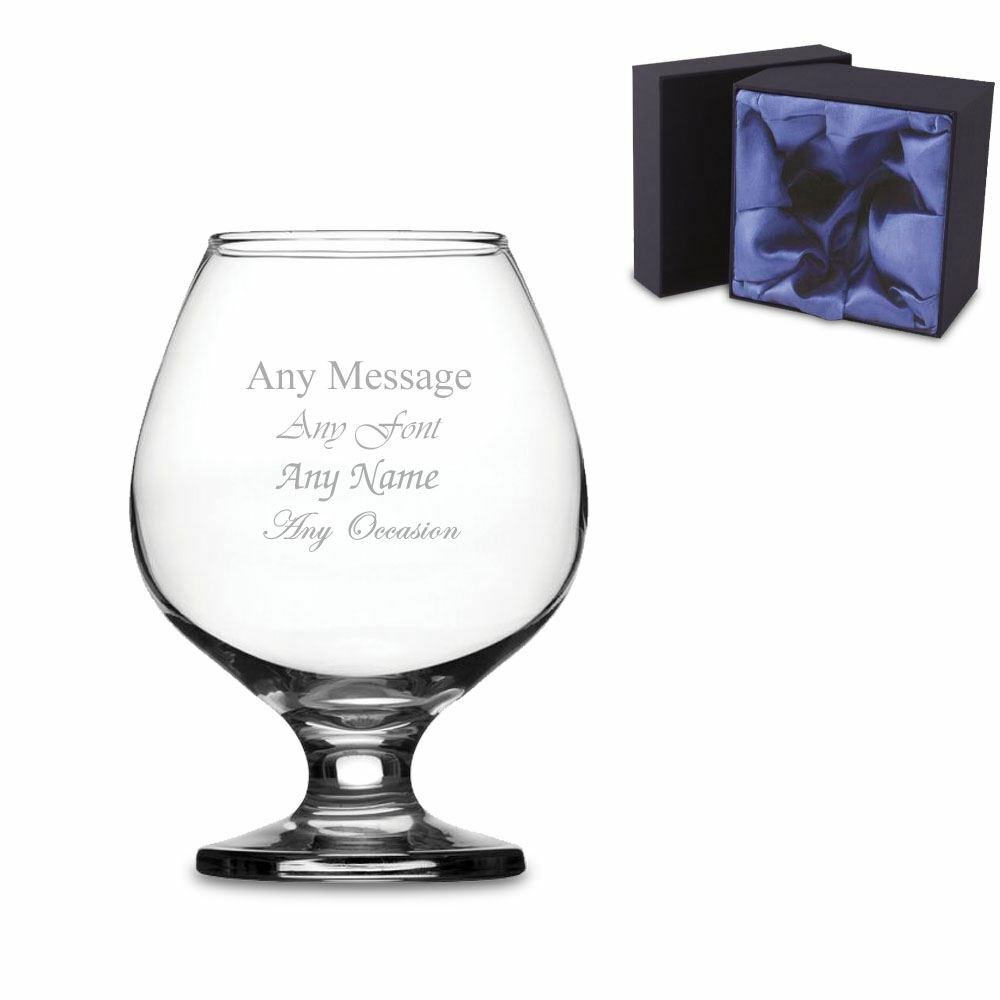 Engraved Brandy Cognac Glass with Premium Satin Lined Gift Box Image 2