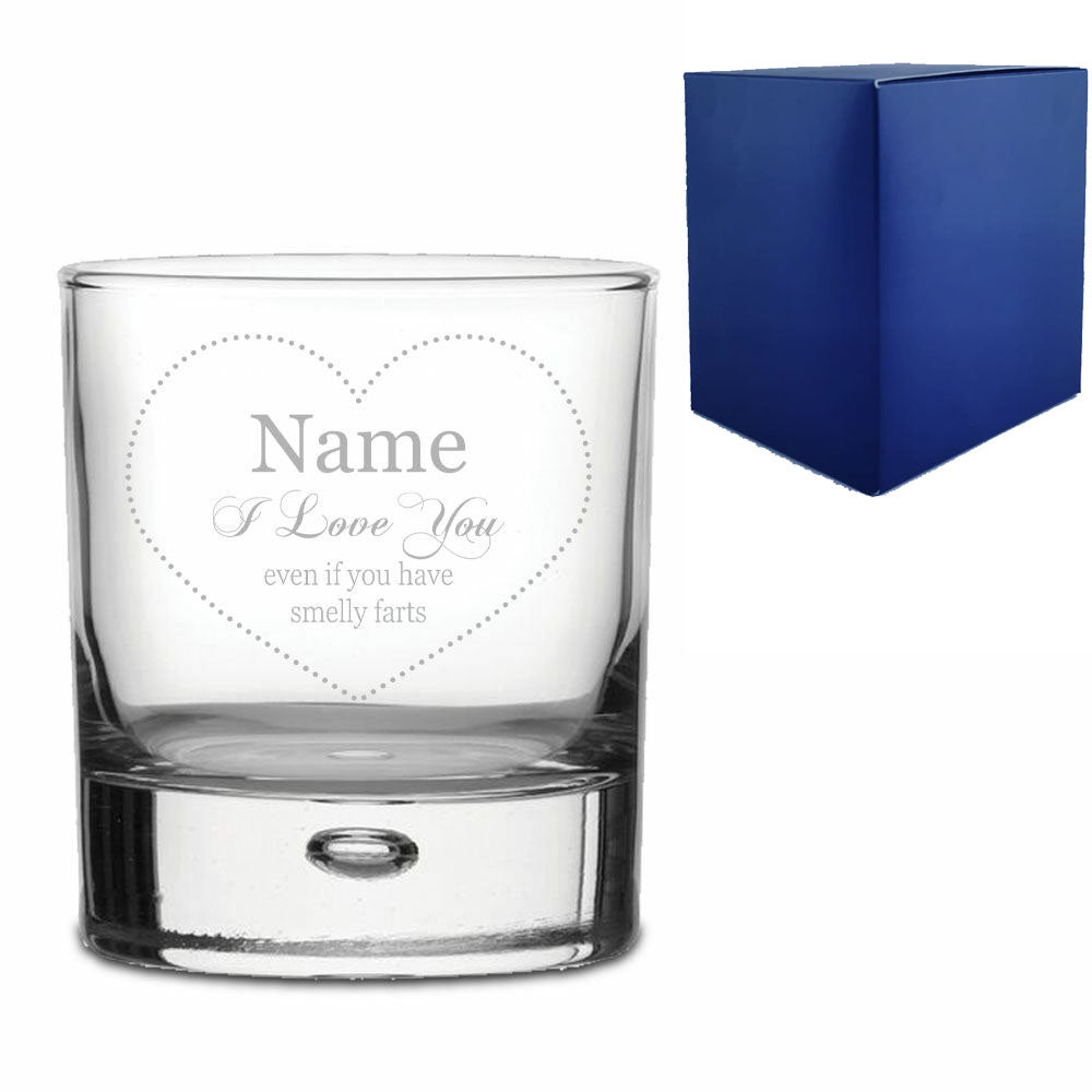 Engraved Whisky Tumbler with I love you Even with Smelly Farts Design Image 2
