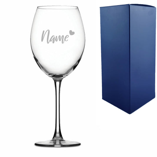 Engraved Enoteca Wine Glass with Name and Heart Design Image 1