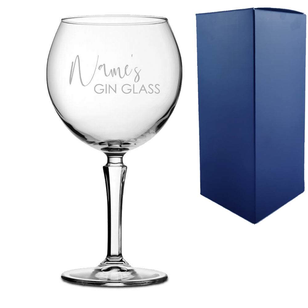 Engraved Hudson Gin Balloon with Name's Gin Glass Design Image 2