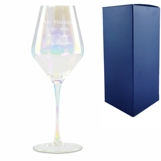 Engraved Iridescent Wine Glass Image 1