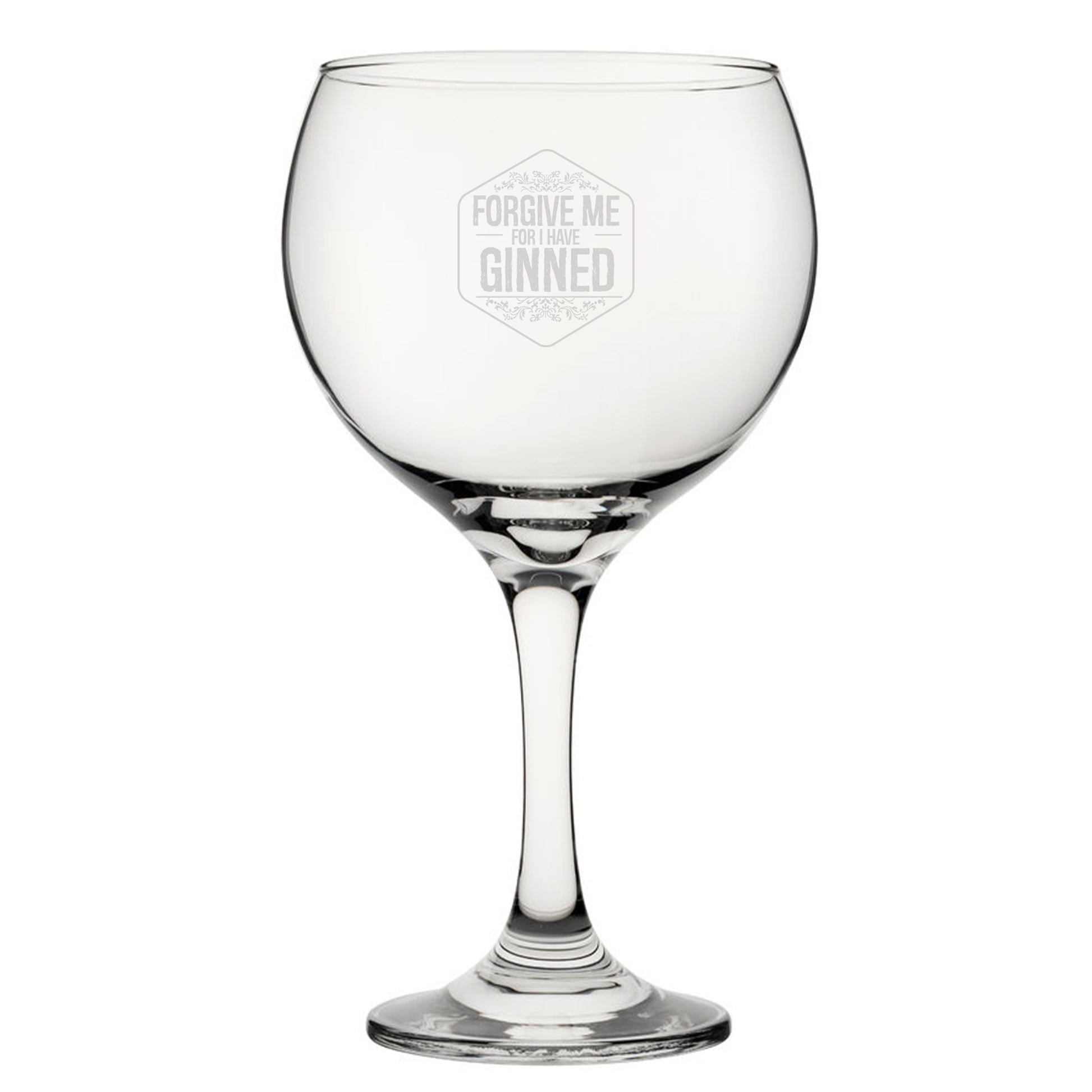 Forgive Me For I Have Ginned - Engraved Novelty Gin Balloon Cocktail Glass Image 2