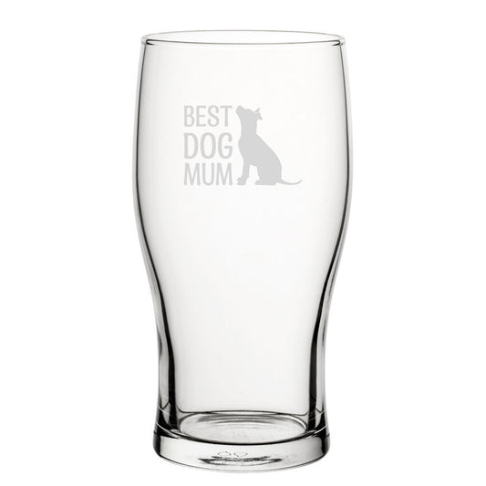 Best Dog Mum - Engraved Novelty Tulip Pint Glass Image 1