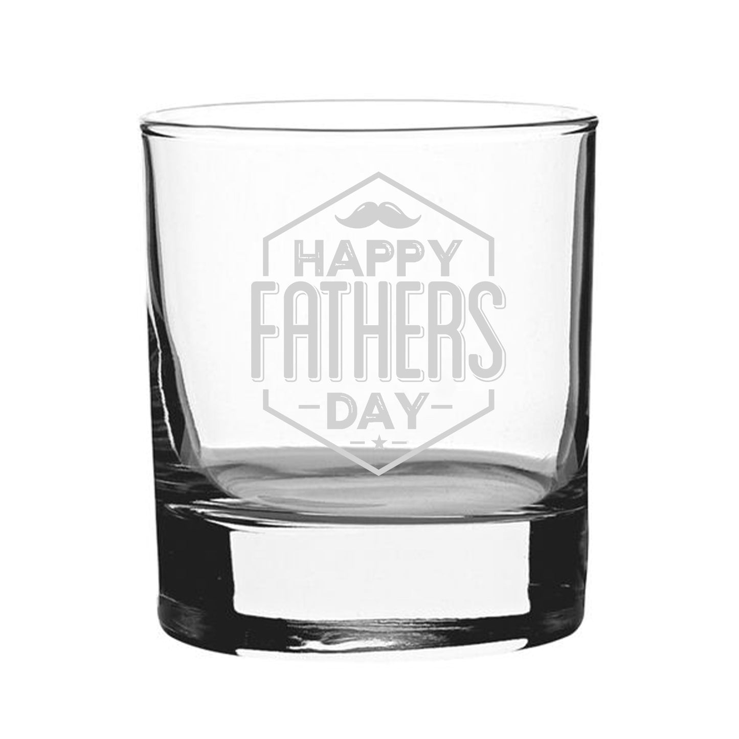 Happy Fathers Day Moustache Design - Engraved Novelty Whisky Tumbler Image 2