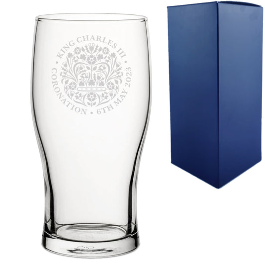 Engraved Commemorative Coronation of the King Pint Glass Image 1