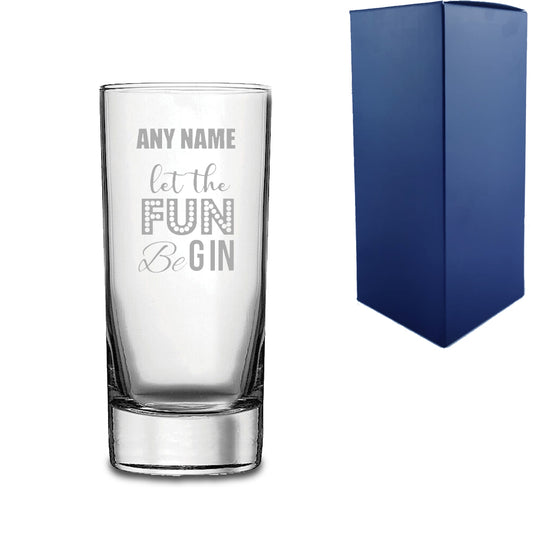 Engraved Novelty Gin Hiball Glass with let the fun BeGIN With Gift Box Image 1