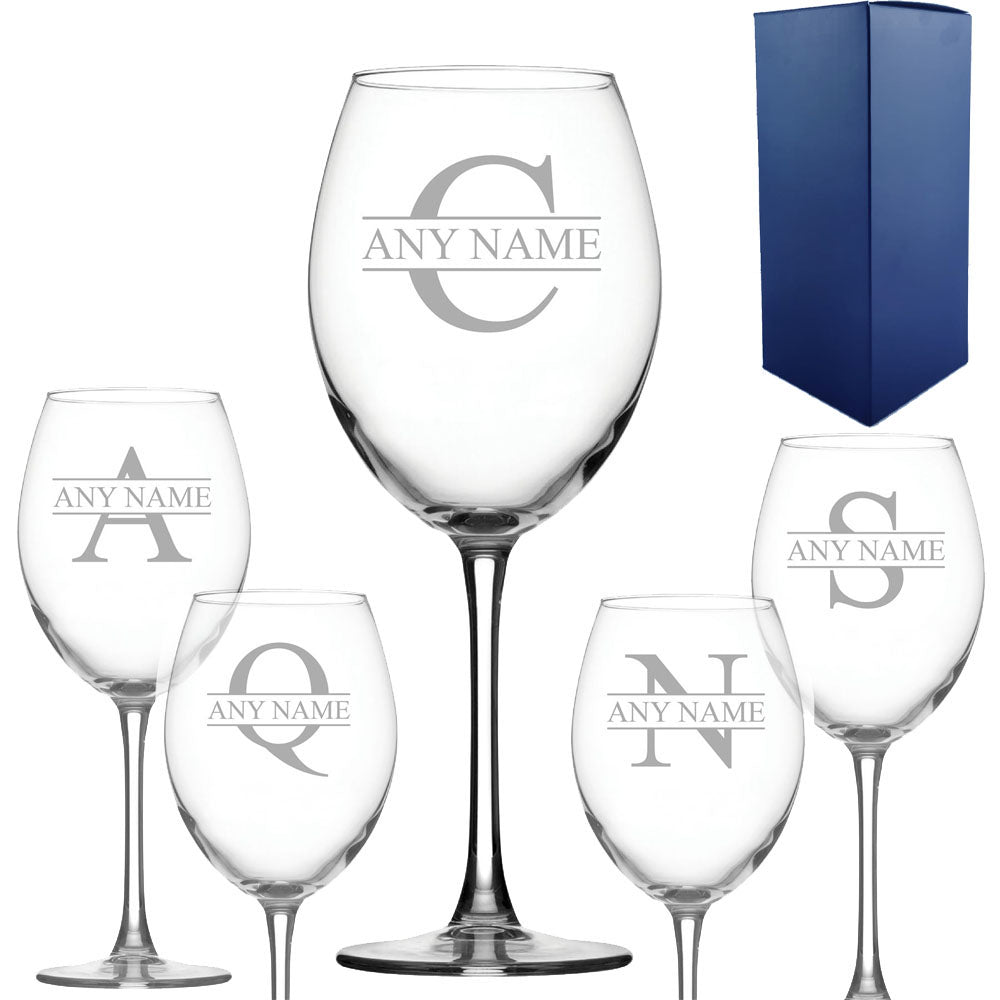 Engraved Novelty 19oz Enoteca Wine glass, Initial and Name Image 2