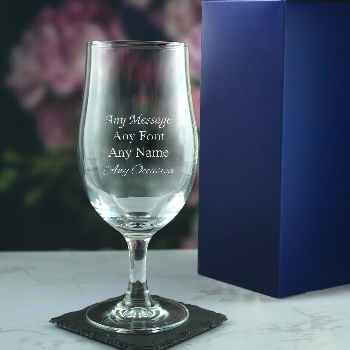 Engraved Stemmed Pint Glass with Gift Box Image 3