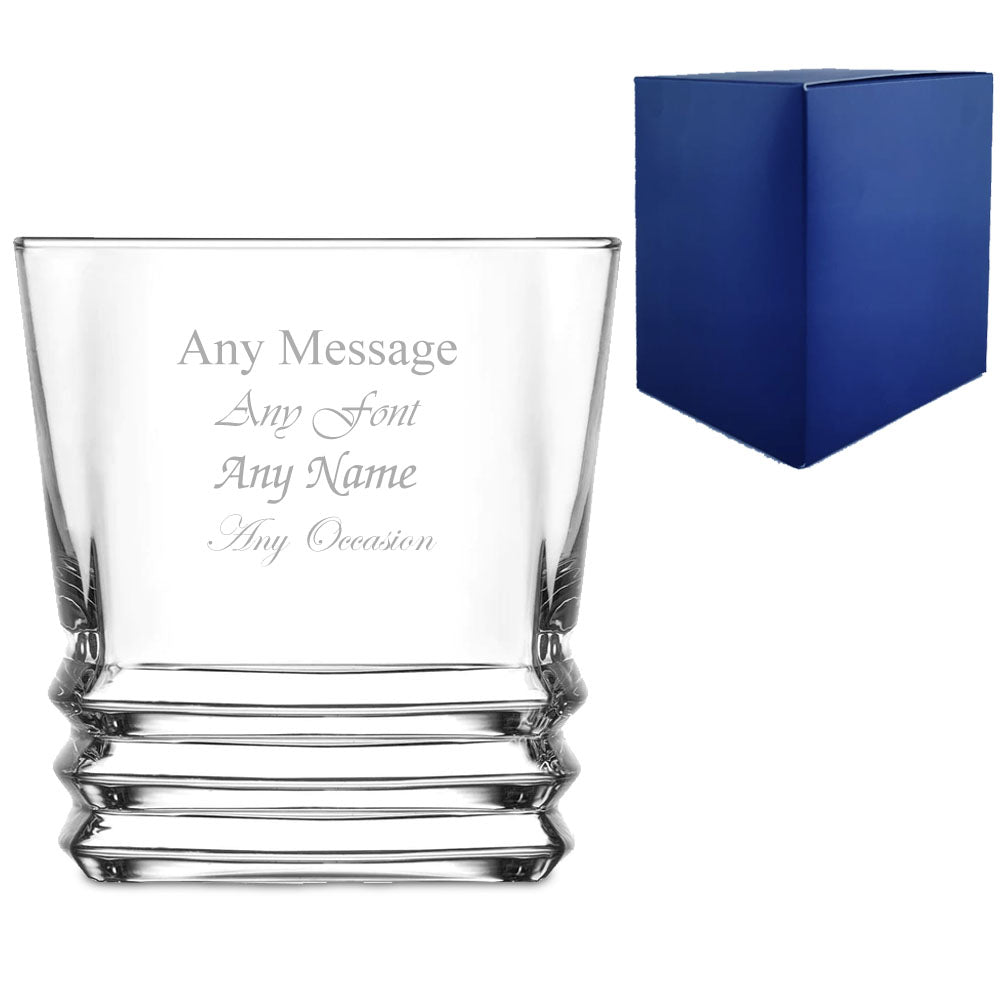 Engraved 315ml Elegan Ridged Whisky Glass With Gift Box Image 2