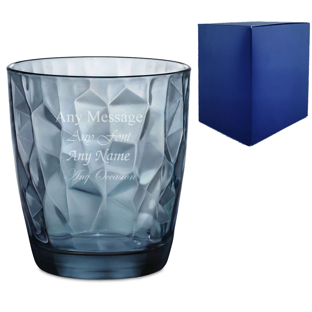 Engraved 300ml Blue Diamond Whisky Glass With Gift Box Image 2
