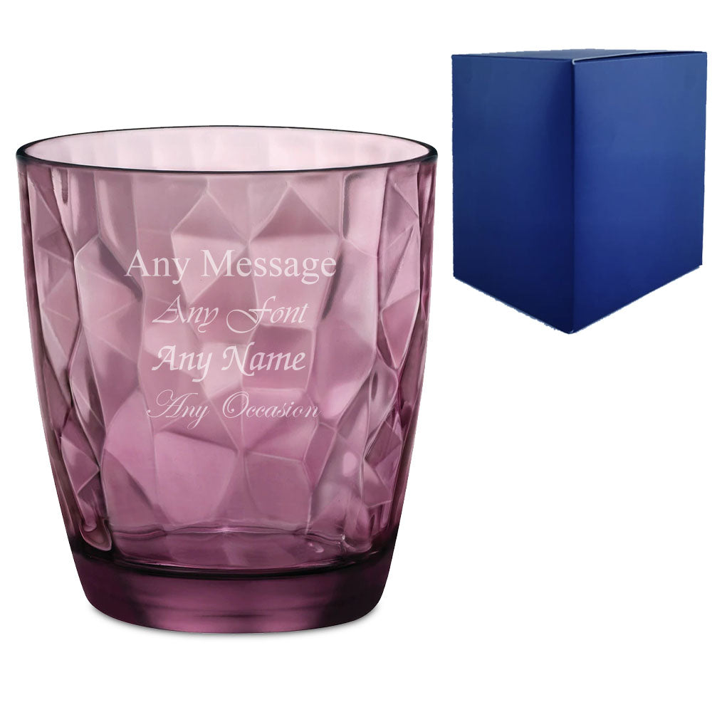 Engraved 390ml Purple Diamond Whisky Glass With Gift Box Image 2