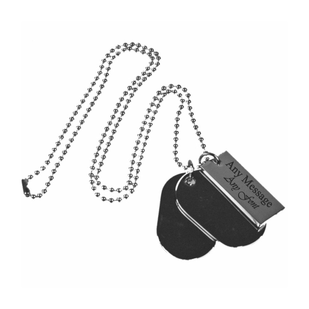 Engraved Stainless Steel Dog Tag Necklace with Rectangle Tag Engraved Image 2