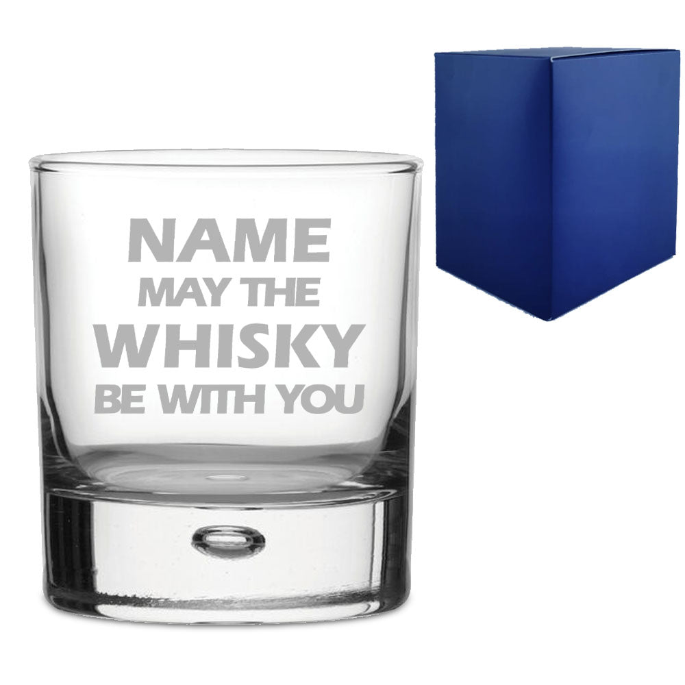 Engraved "Name may the Drink be with you" Novelty Whisky Tumbler With Gift Box Image 2