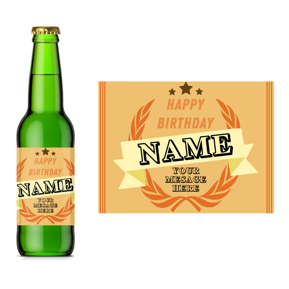 Beer Bottle Label with Birthday Banner Design Image 2