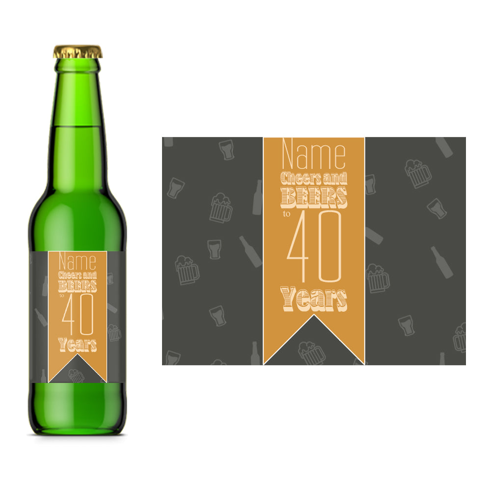 Beer Bottle Label with Cheers and Beers Birthday Design Image 2