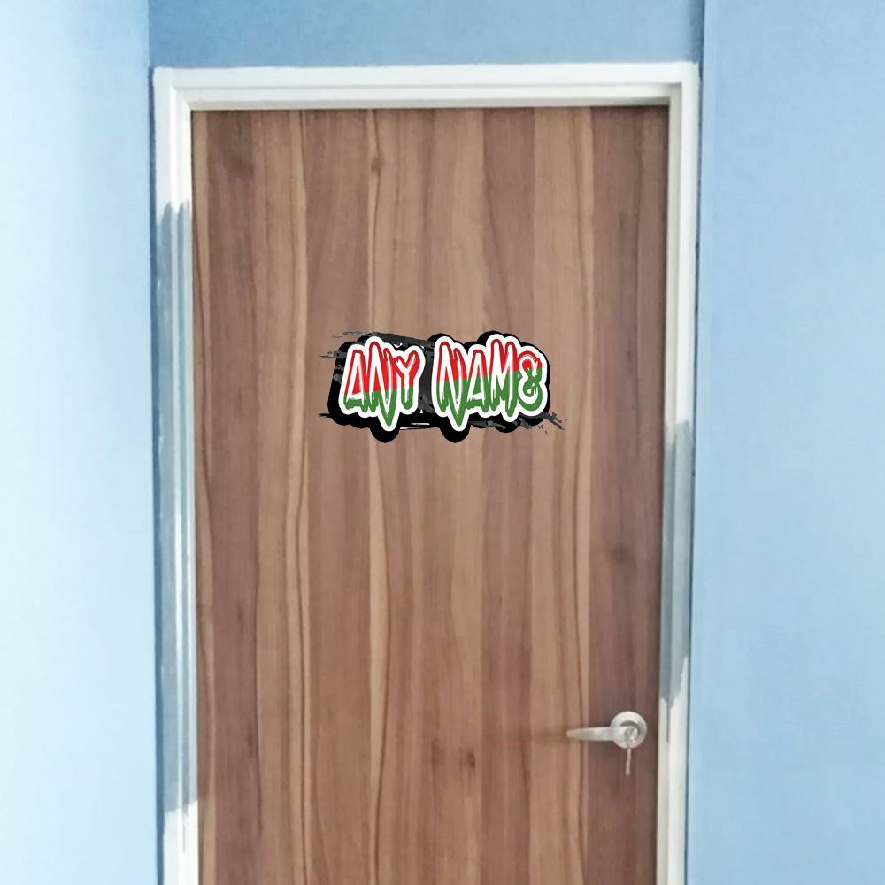 Personalised Red and Green Graffit Sticker Perfect For Bedroom Doors or Wall Any Name Printed Simply Peel and Stick - 300mm wide Image 2