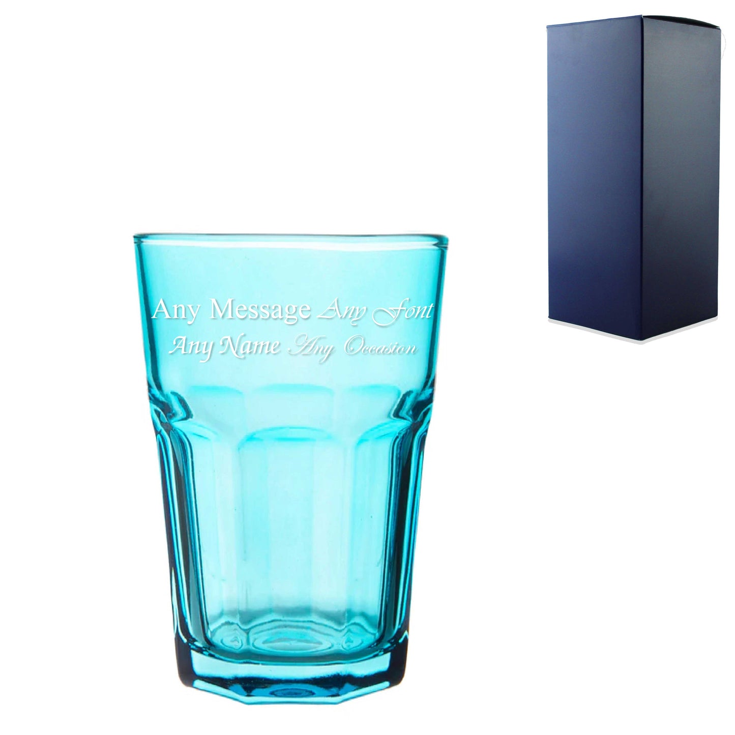 Engraved 365ml Blue Coloured Highball Glass with Gift Box Image 2