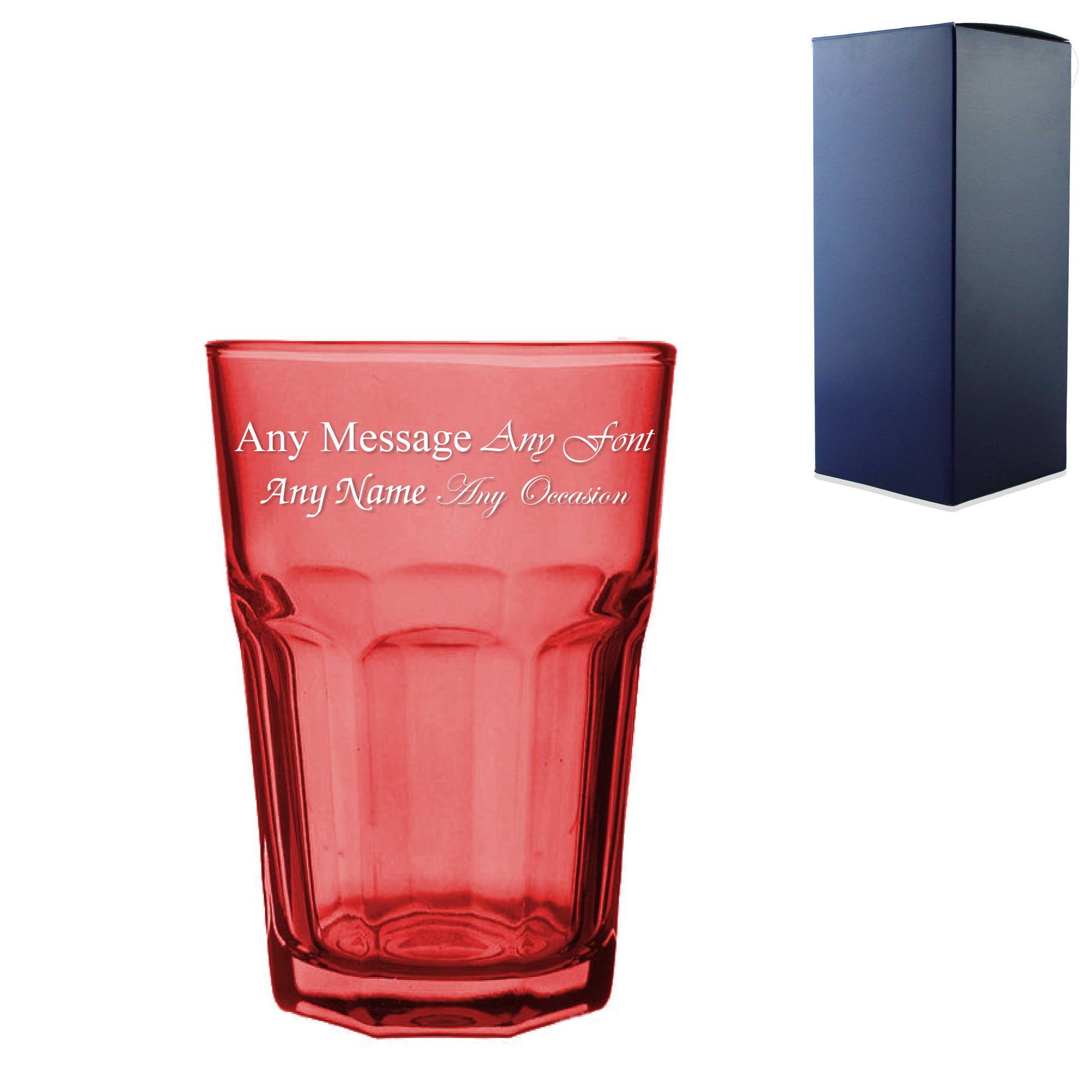 Engraved 365ml Red Coloured Highball Glass with Gift Box Image 2