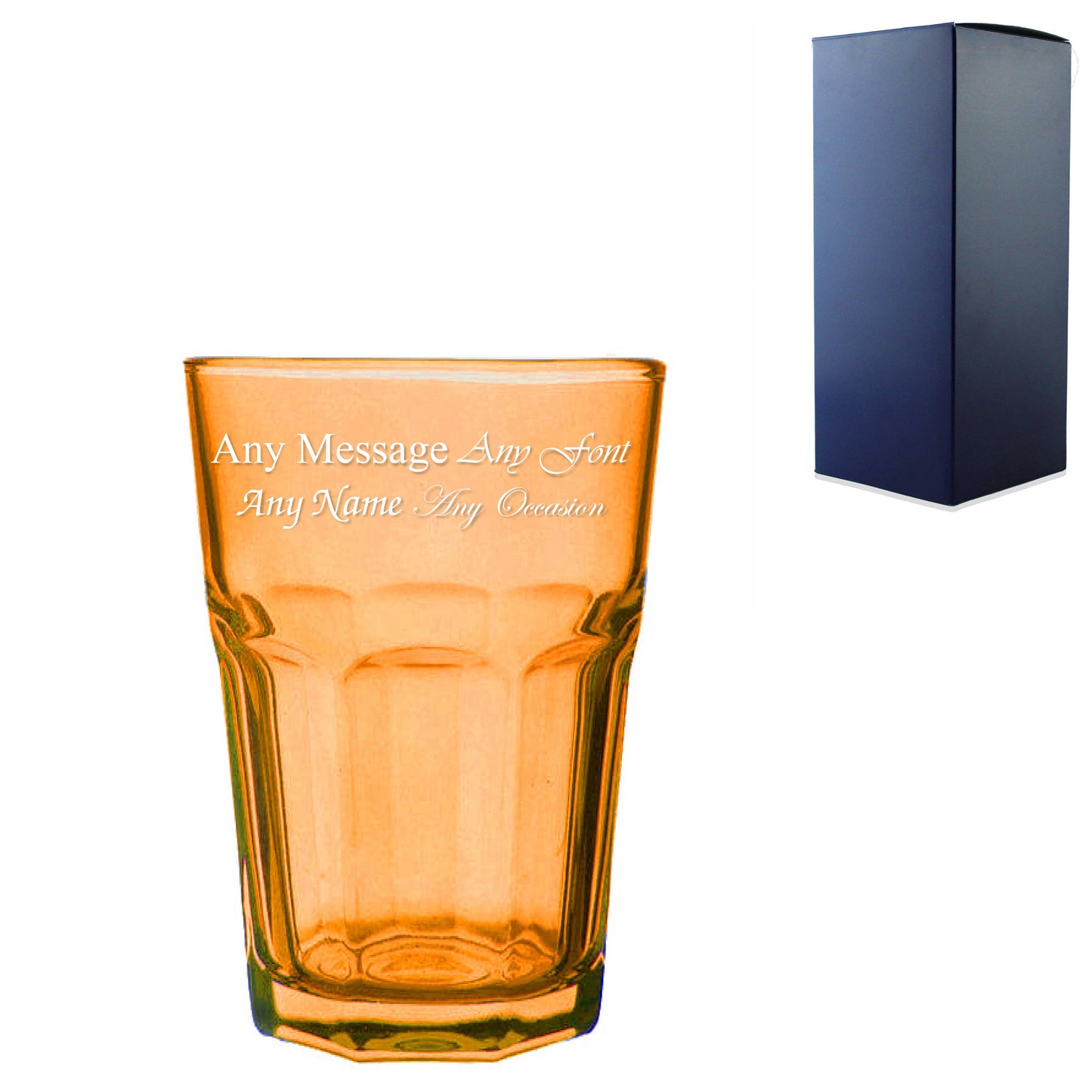 Engraved 365ml Orange Coloured Highball Glass with Gift Box Image 2