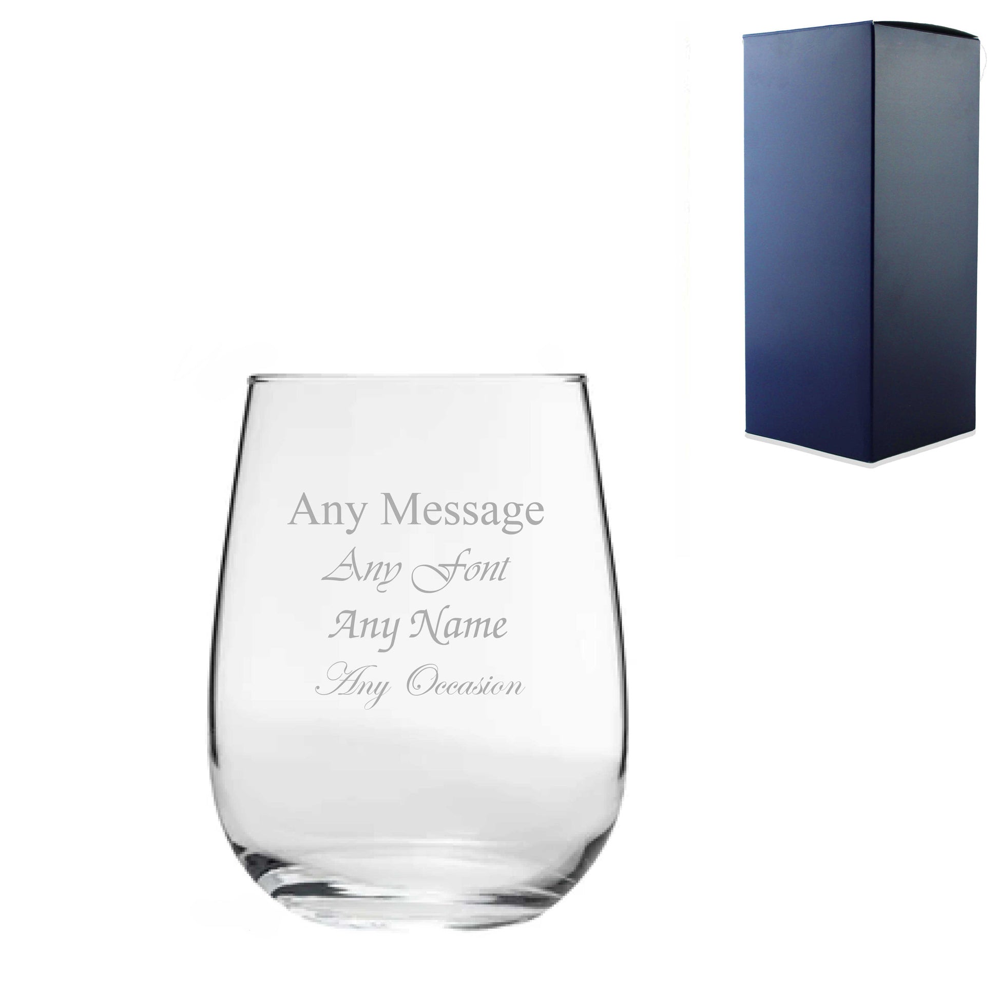 Engraved 475ml Corto Stemless Wine Glass with Gift Box Image 2