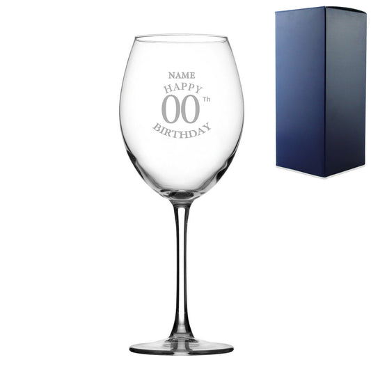 Engraved  Enoteca Wine Glass Happy 20,30,40,50...Birthday Classic, Gift Boxed Image 1
