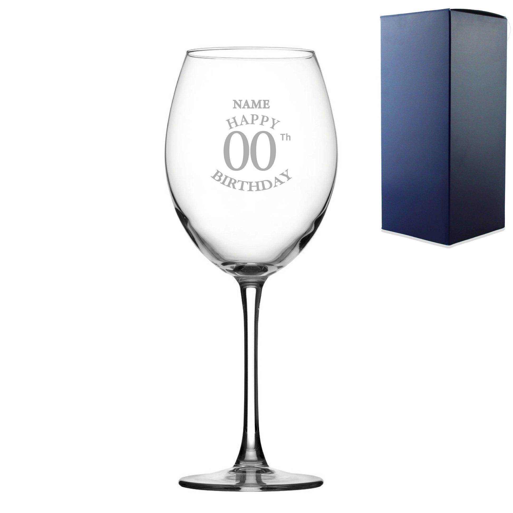 Engraved  Enoteca Wine Glass Happy 20,30,40,50...Birthday Classic, Gift Boxed Image 2