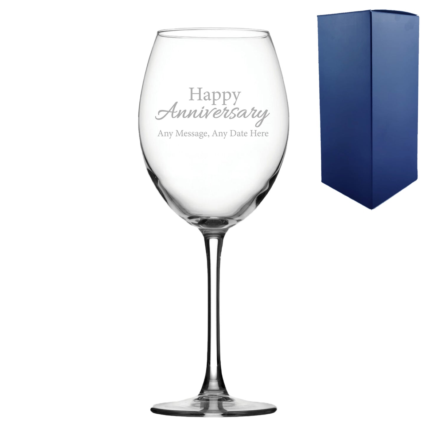 Engraved Happy Anniversary Wine Glass, Any Message, 19oz Enoteca, Handwritten Design Image 2