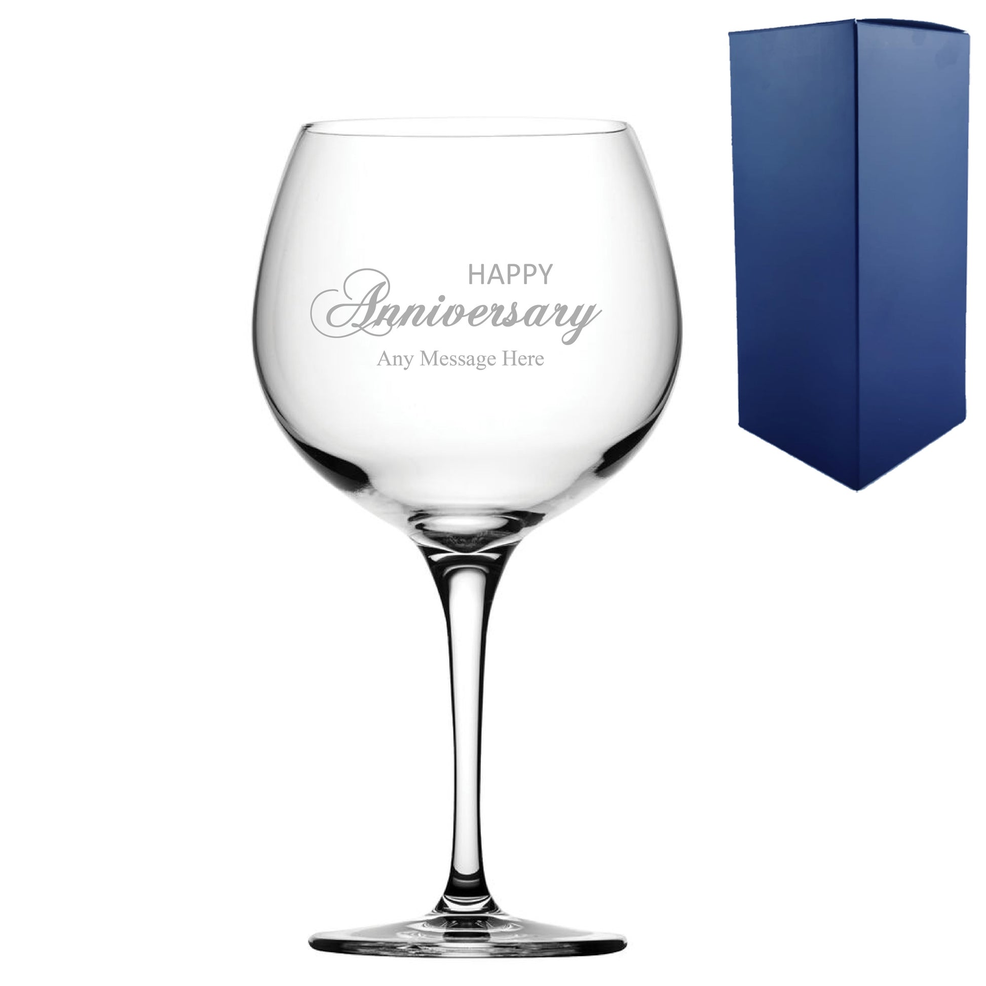 Engraved Anniversary Gin Balloon, Gift Boxed Image 2