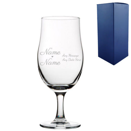 Engraved Wedding Draft Stemmed Beer Glass, Gift Boxed Image 1