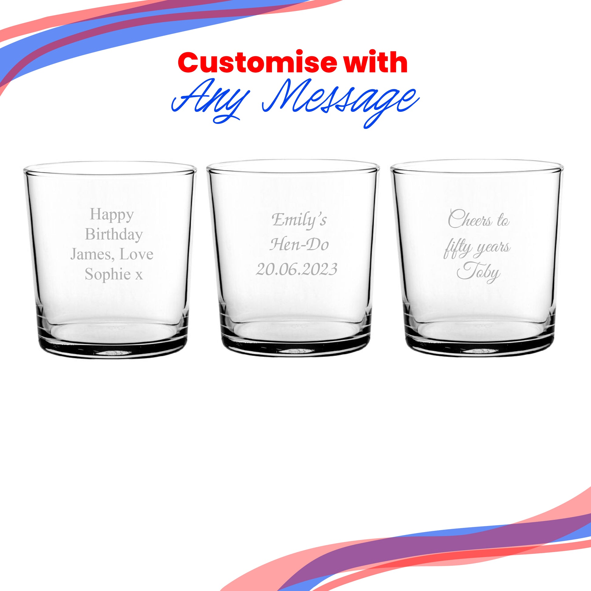 Engraved 13oz/384ml Toughened Tubo Hiball Glass, Any Message for Any Occasion Image 3