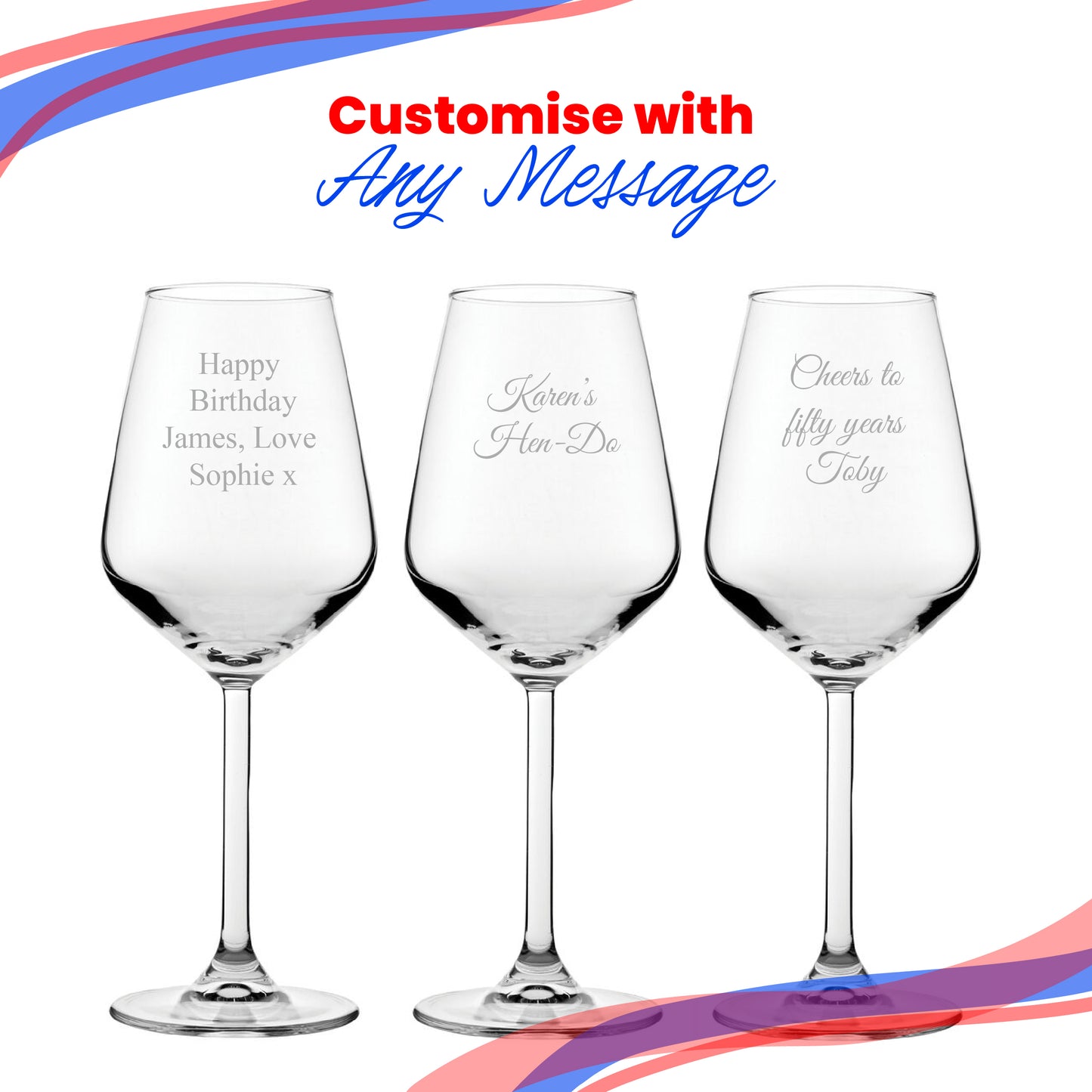 Engraved Allegra White Wine, 12.25oz/362ml Glass, Any Message Image 3