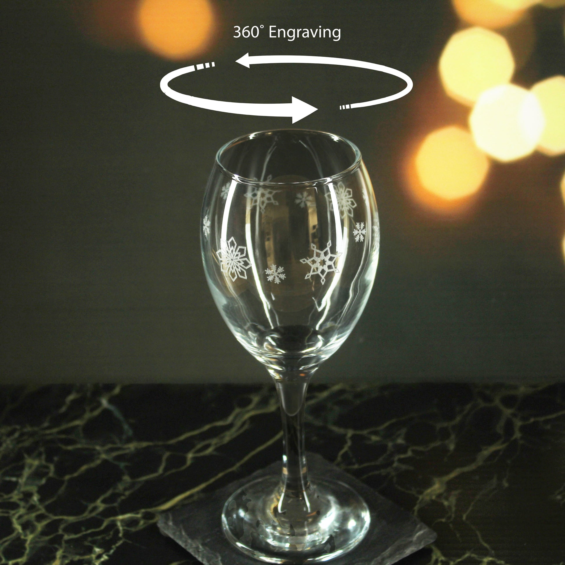 Engraved Snowflake Pattern Pure Wine Set of 4 11oz Glasses Image 4