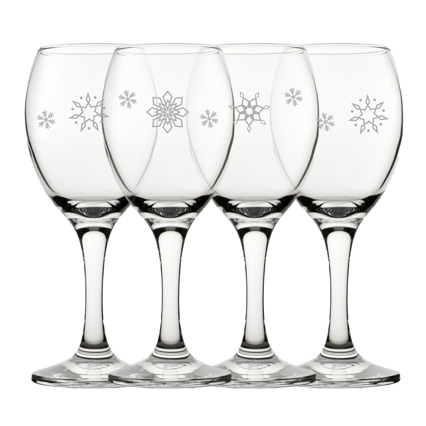 Engraved Snowflake Pattern Pure Wine Set of 4 11oz Glasses Image 2