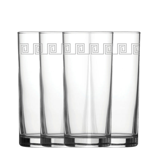 Engraved Geometric Swirls Set of 4 Patterned Hiball 12oz Glasses Image 1