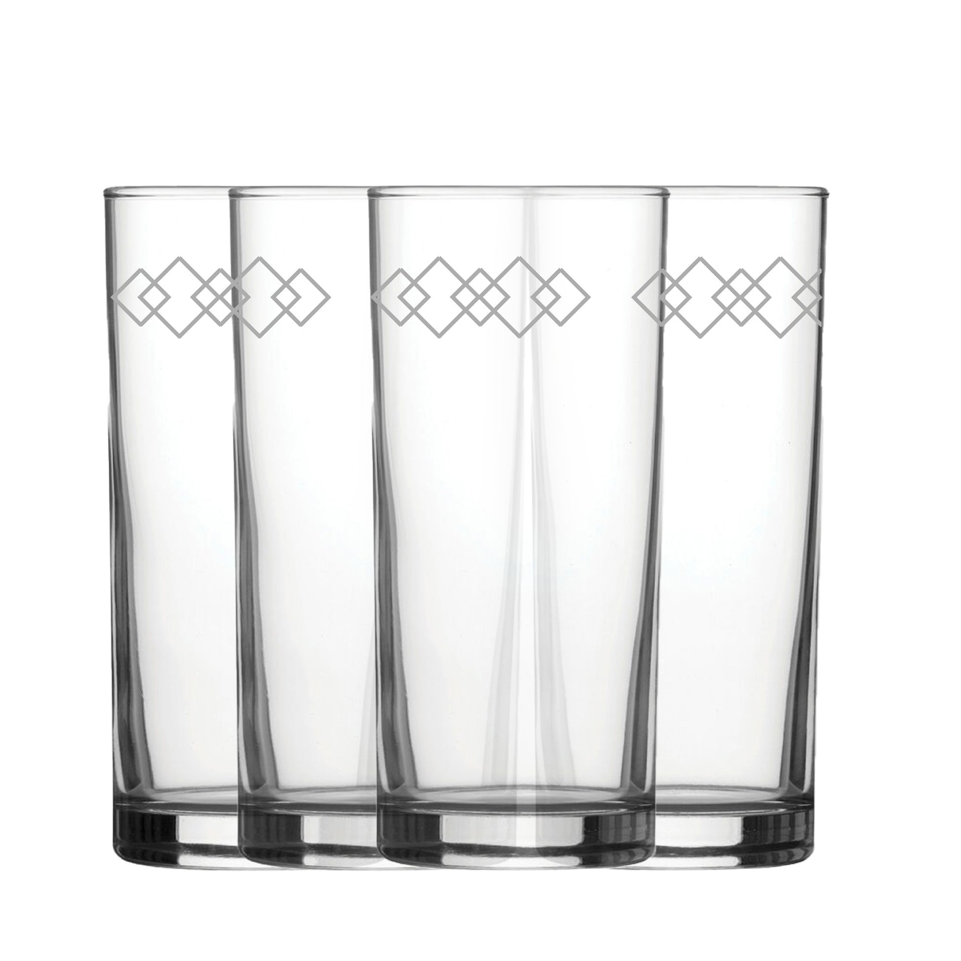 Engraved Squares Set of 4 Patterned Hiball 12oz Glasses Image 2