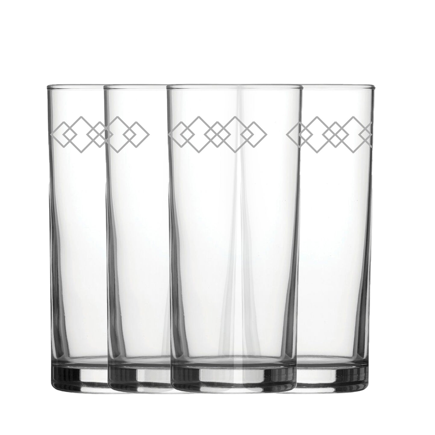Engraved Squares Set of 4 Patterned Hiball 12oz Glasses Image 1