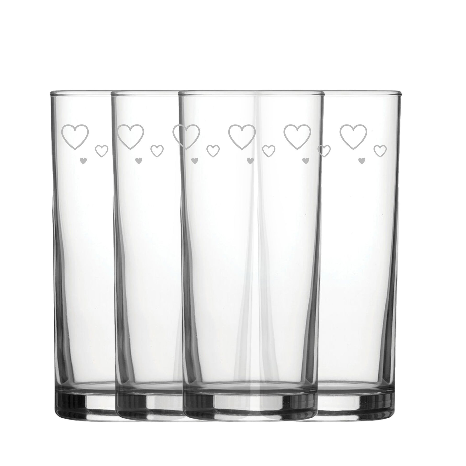 Engraved Hearts Set of 4 Patterned Hiball 12oz Glasses Image 2