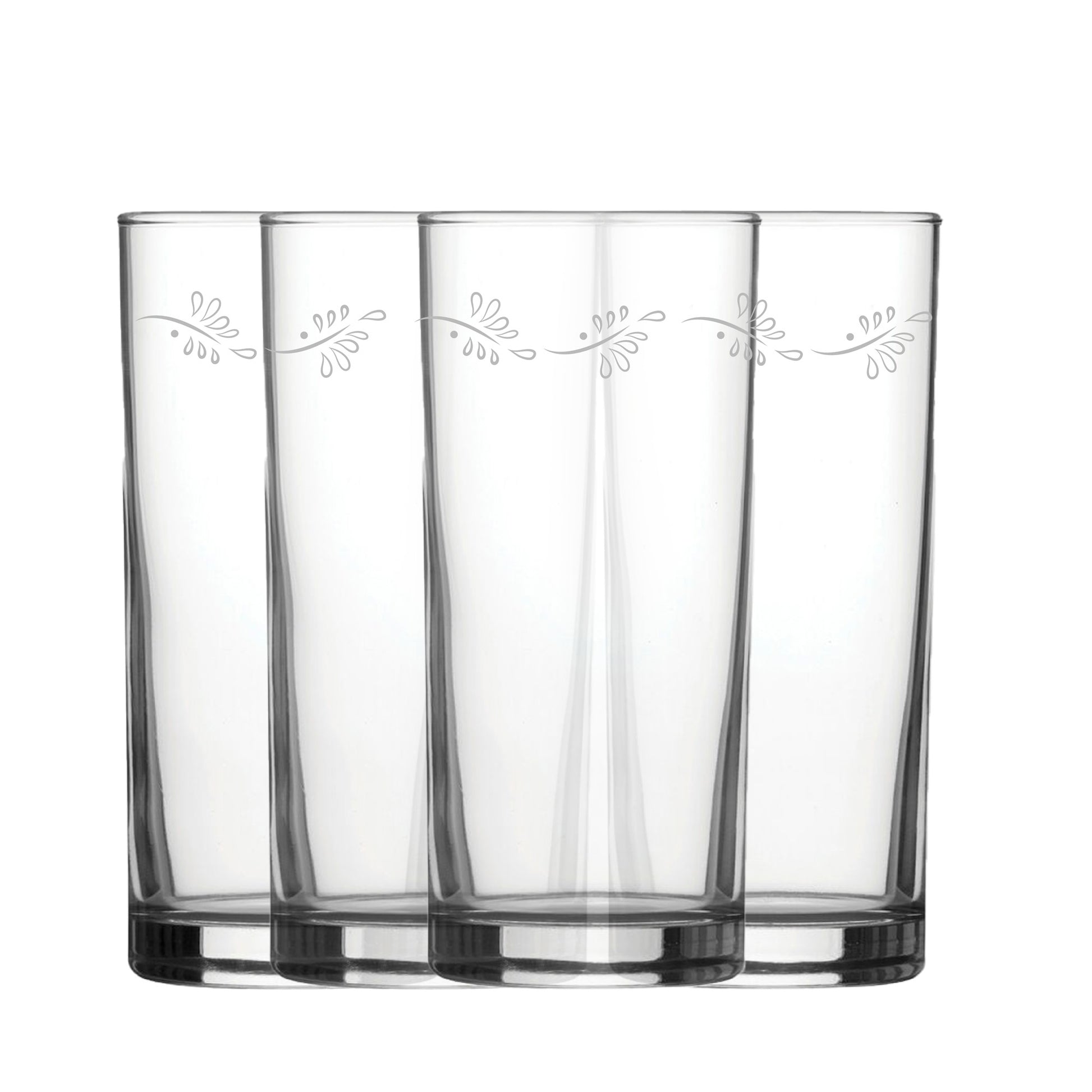 Engraved Leaves Set of 4 Patterned Hiball 12oz Glasses Image 2