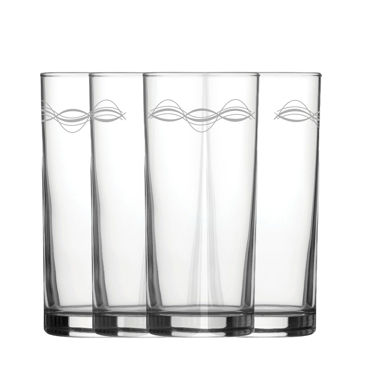 Engraved Waves Set of 4 Patterned Hiball 12oz Glasses Image 2