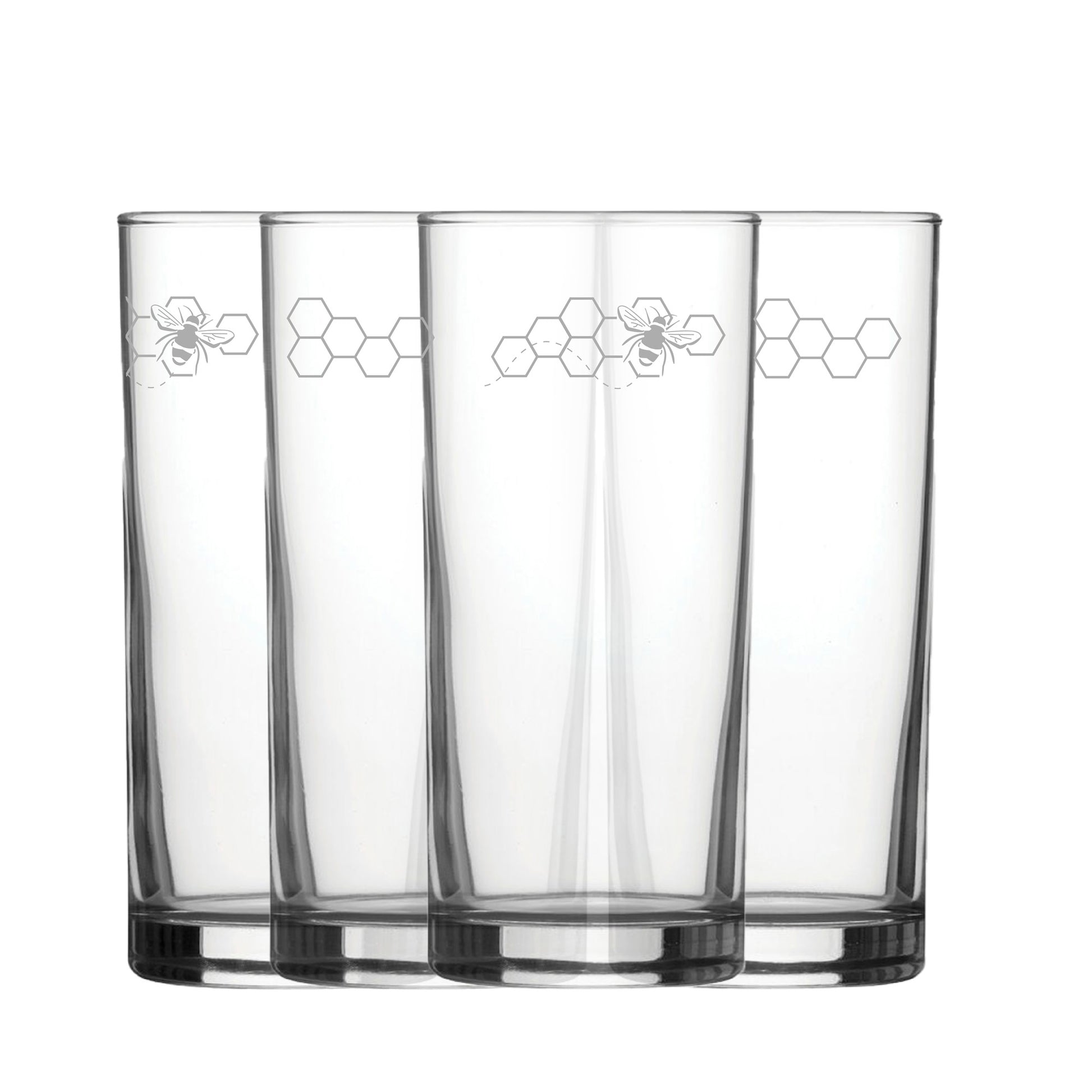 Engraved Bees Set of 4 Patterned Hiball 12oz Glasses Image 2