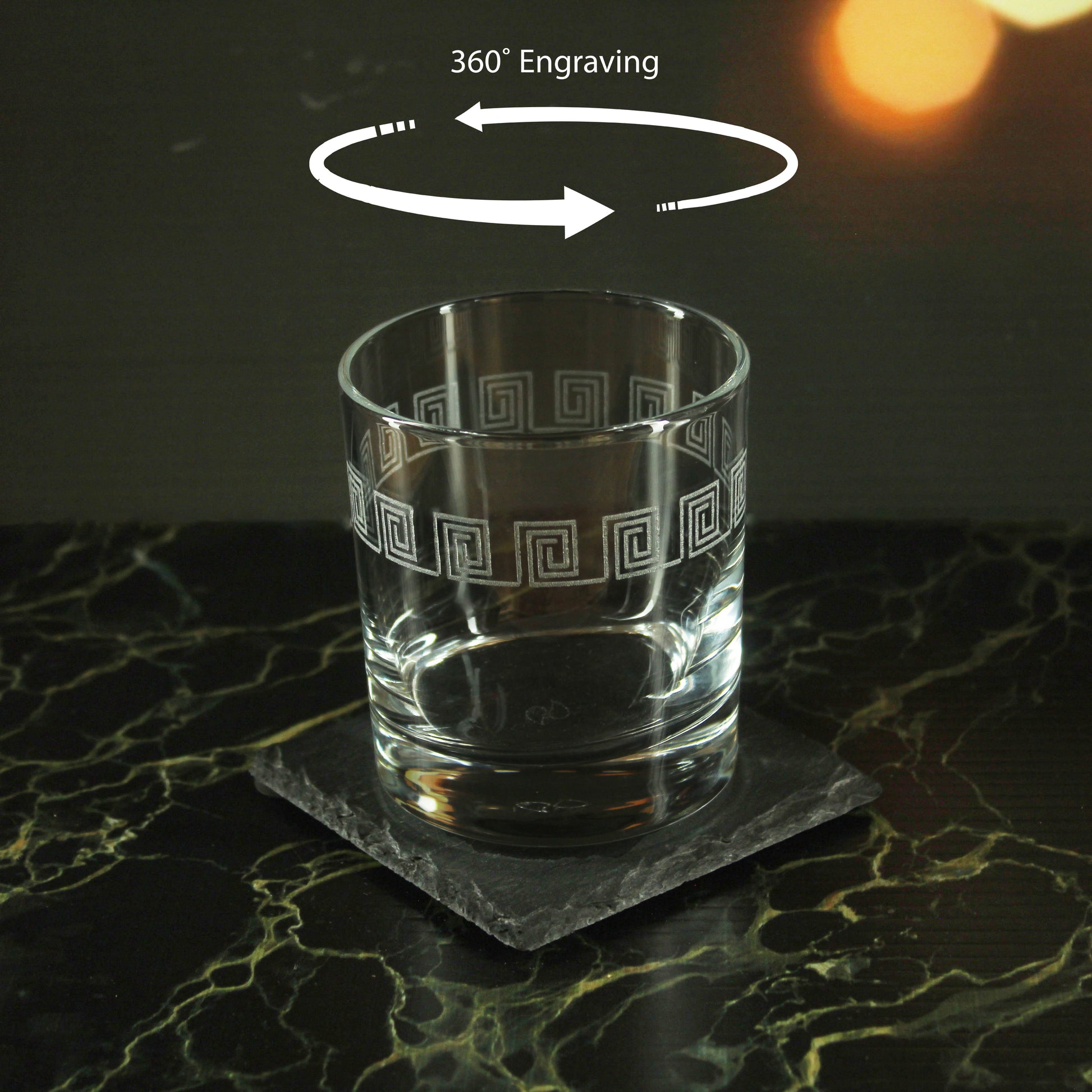 Engraved Geometric Swirls Pattern Set of 4 Whiskey 11.5oz Glasses Image 4