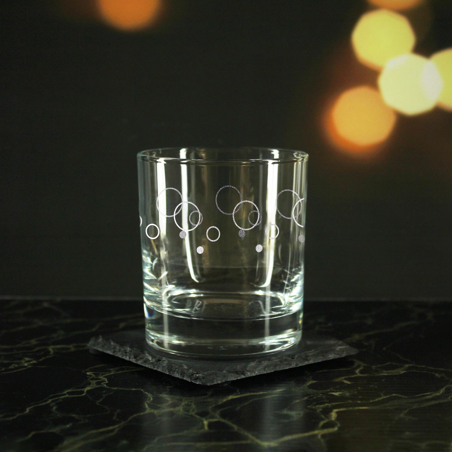 Engraved Circles Pattern Set of 4 Whiskey 11.5oz Glasses Image 3